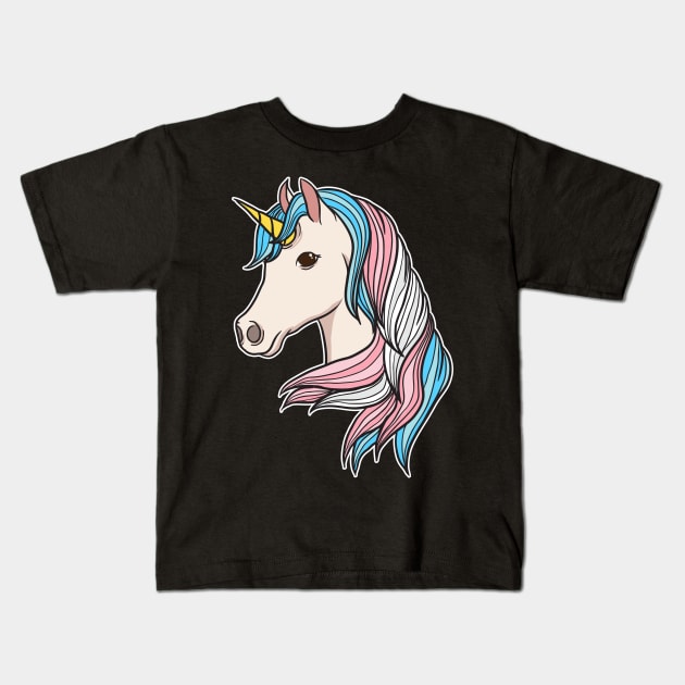 Trans Pride Unicorn Transgender LGBTQ Non-Binary Kids T-Shirt by Dr_Squirrel